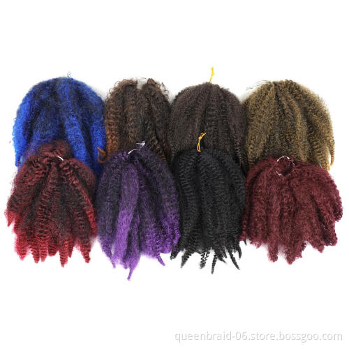 8'' Crochet Marley Braids Black Hair Soft Afro Twist Synthetic Braiding Hair Extensions High Temperature Fiber For Woman